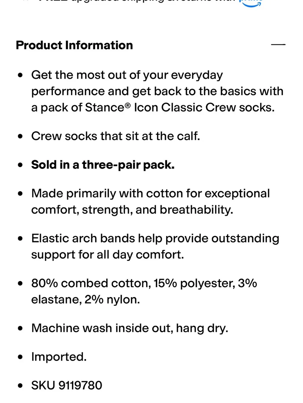 Stance Men's Crew Socks - Black, Gray & White (3-Pack)